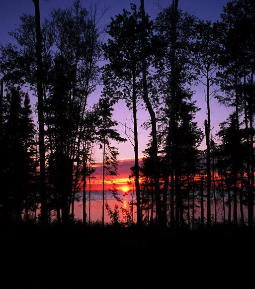 Sunset on Cormorant Lake, Nootin Resort, The Pas, Manitoba Canada - home of trophy Northern Pike and Walleye